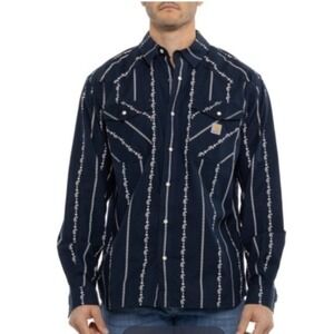 Carhartt Montana Rugged Flex Relaxed Fit LS Shirt Strip Paisley Western XLT S25